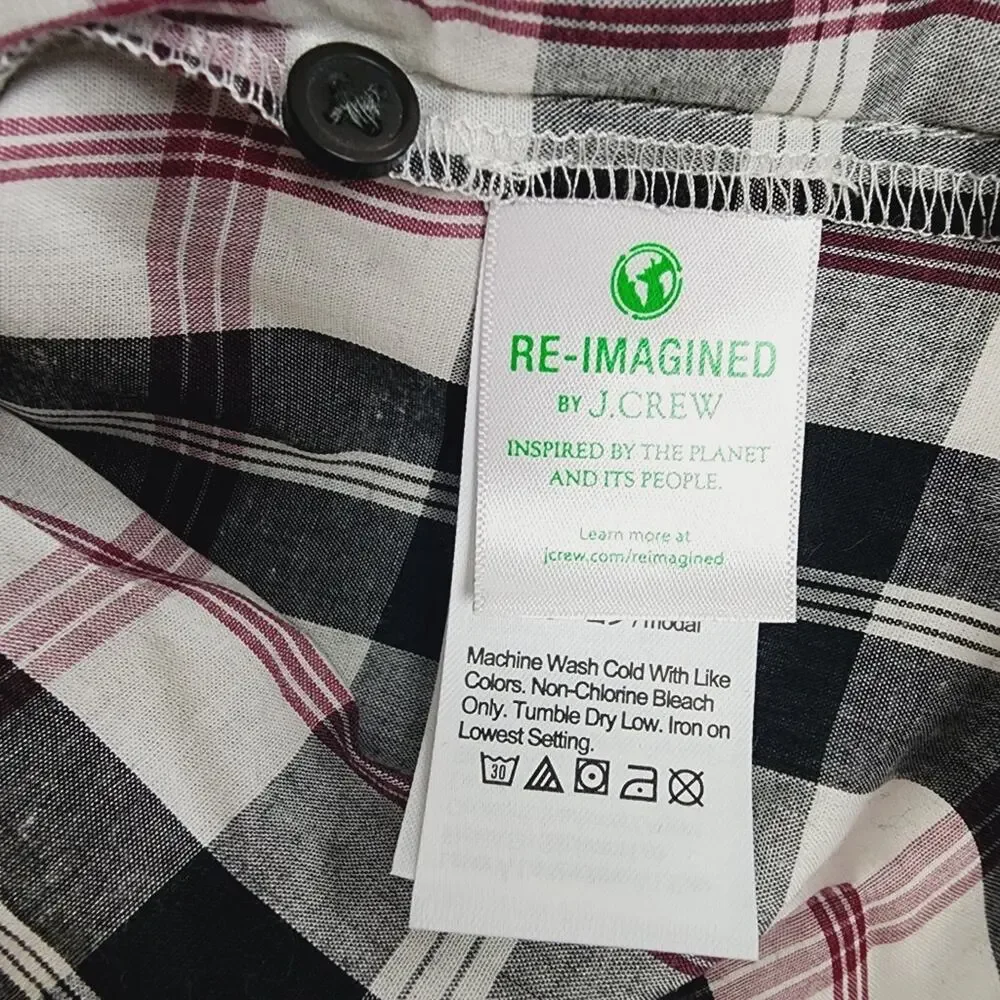 J. Crew Black Plaid V-Neck Open Back Tie Top - XS NWT Checkered Blouse BL093